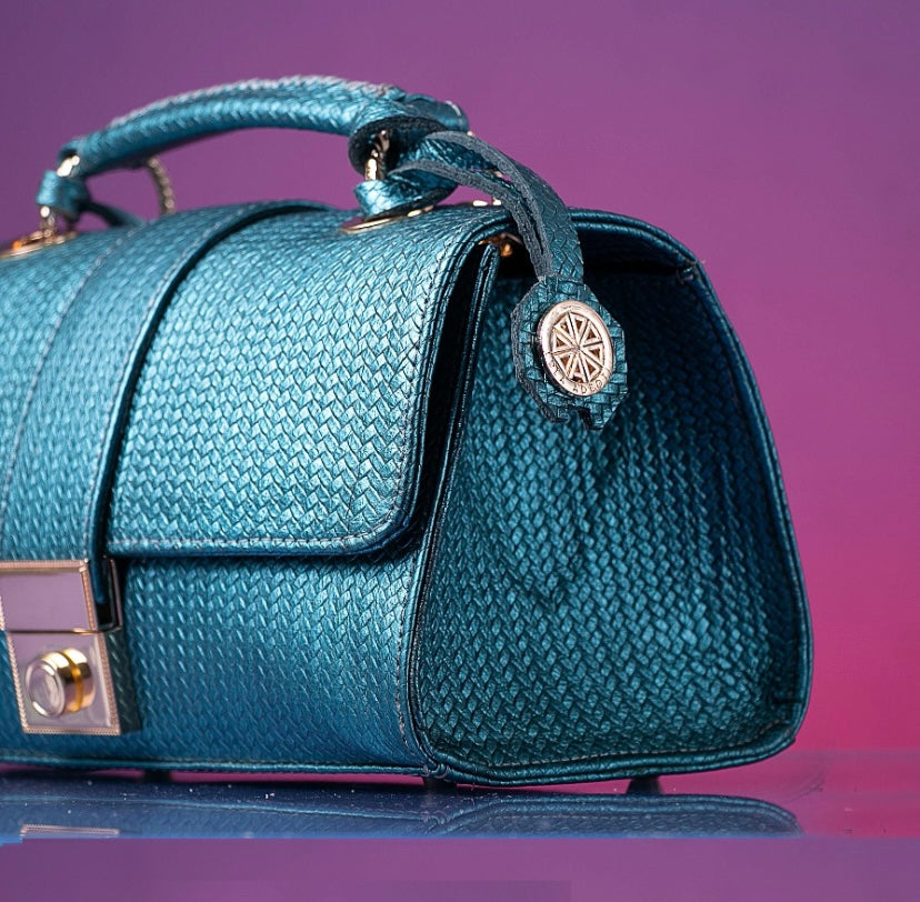 Blue Leather Handbag